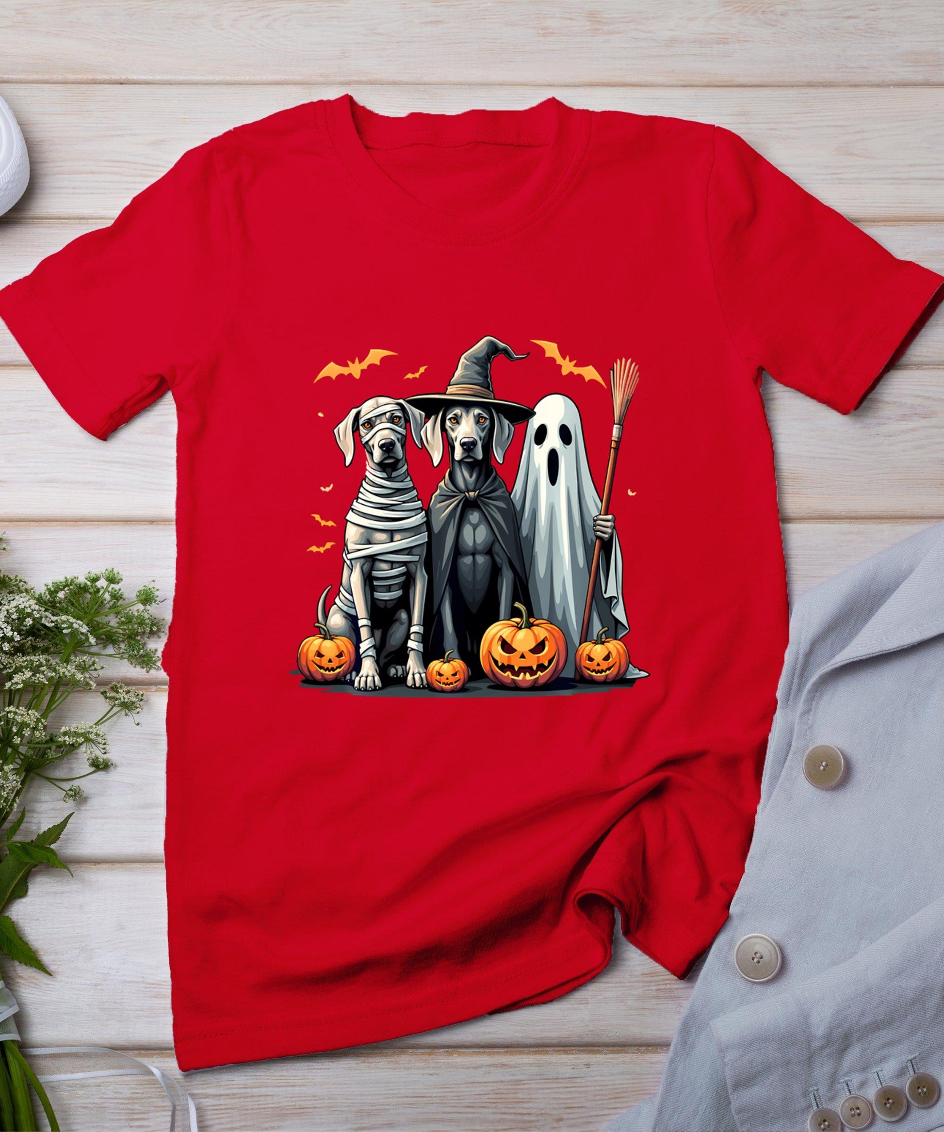 Weimaraner Halloween Costume Mummy Witch Ghost Dog Lover T-Shirt