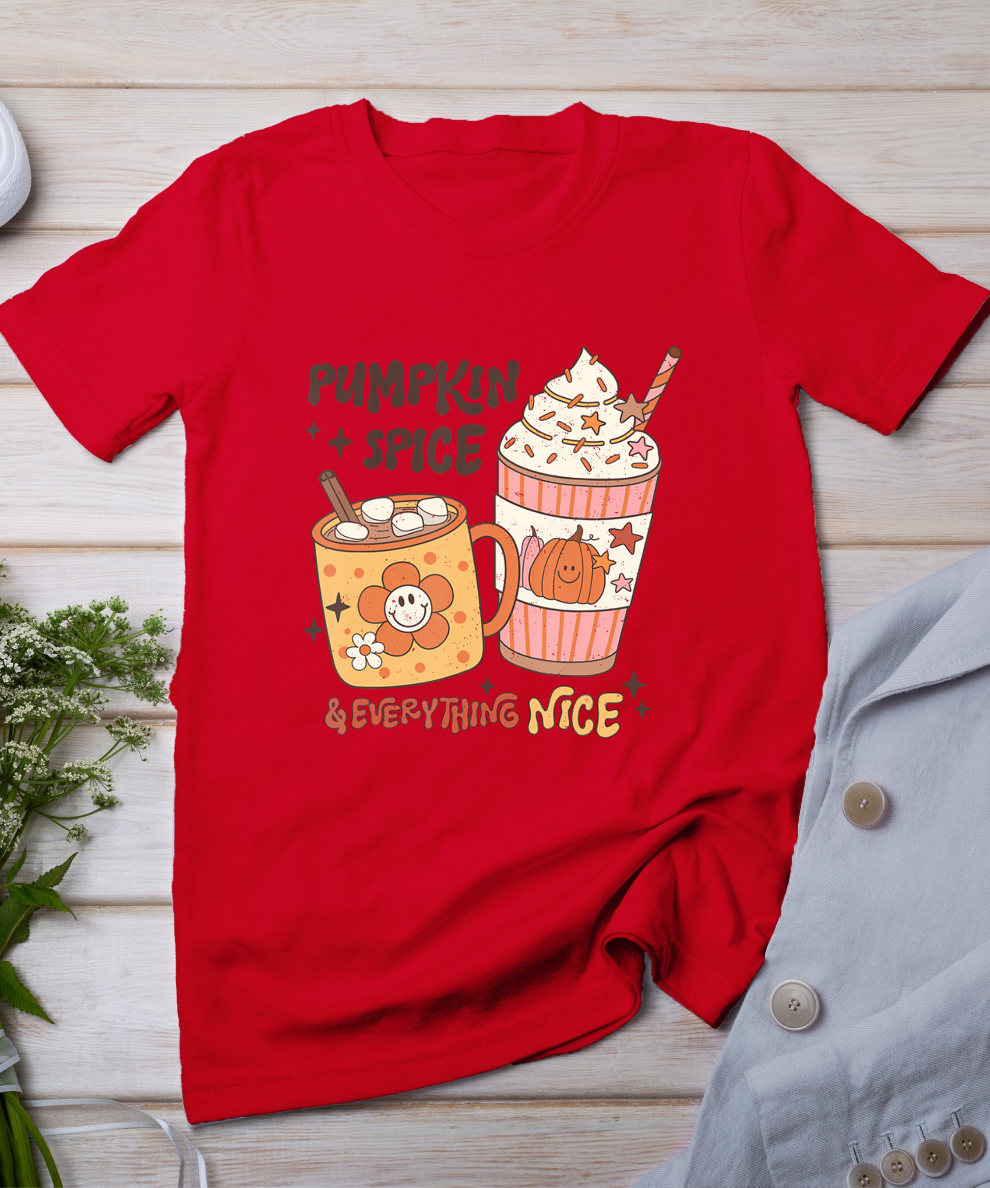 Fall Coffee Pumpkin Spice Latte Iced Warm Cozy Autumn Orange T-Shirt