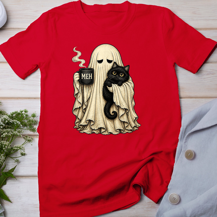 Ghost Black Cat Coffee Lover Funny Spooky Halloween T-Shirt