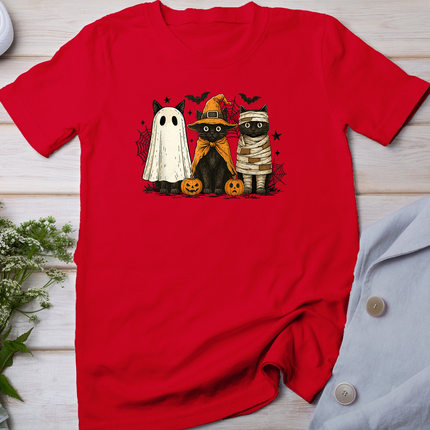 Retro Black Cat Witch Scary Halloween Pumpkin Women Men Kids T-Shirt