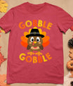 Cute Gobble Gobble Turkey Pilgrim Little Boys Thanksgiving T-Shirt