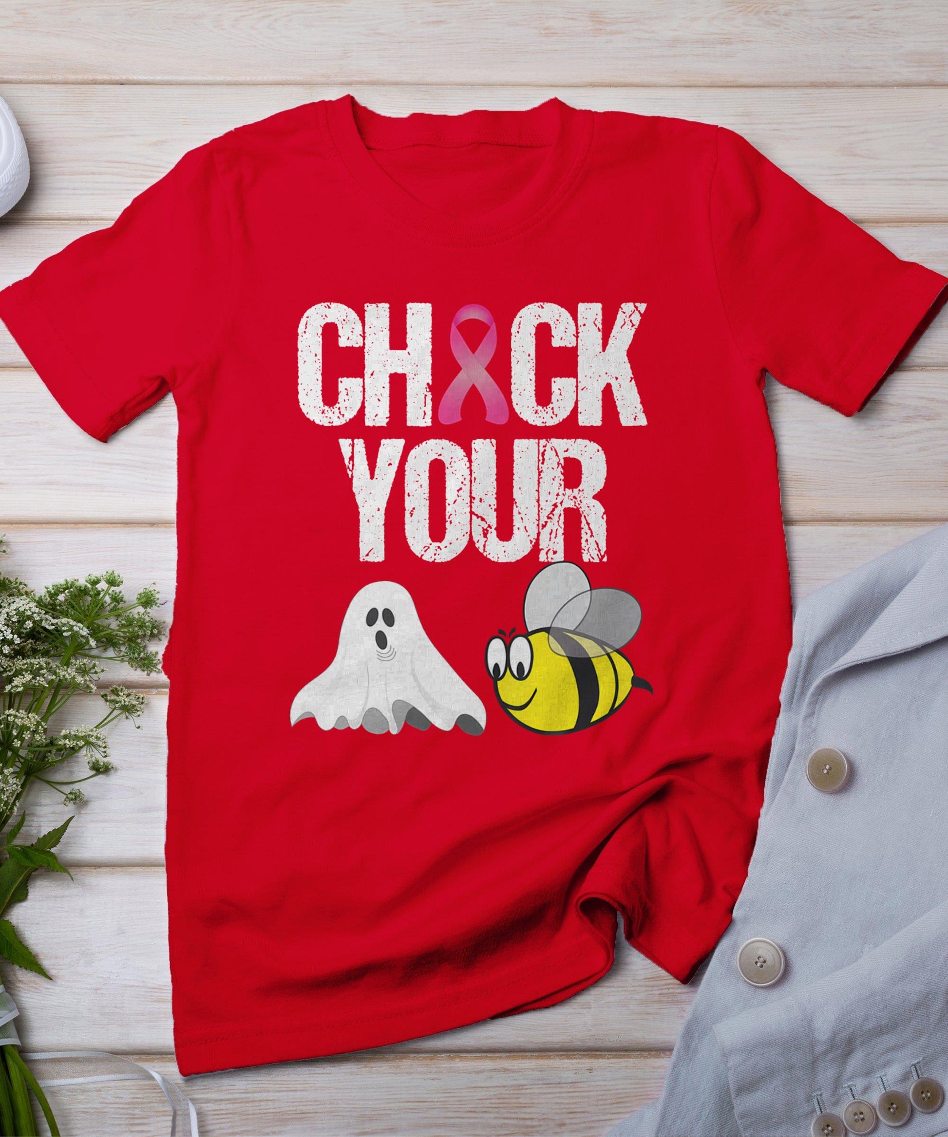 Check Your Boo Bees Shirt Funny Breast Cancer Halloween Gift T-Shirt