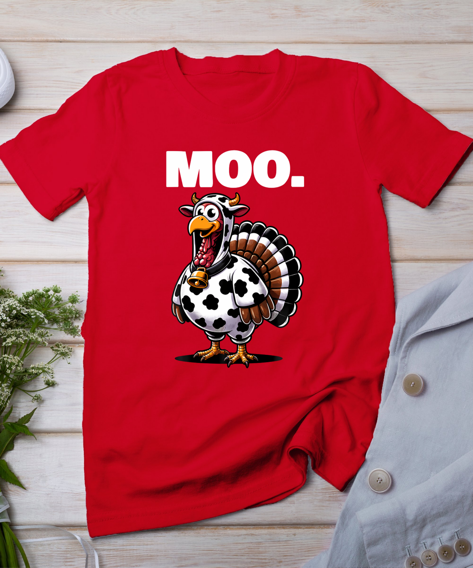 Turkey Moo Funny Thanksgiving Long Sleeve T-Shirt