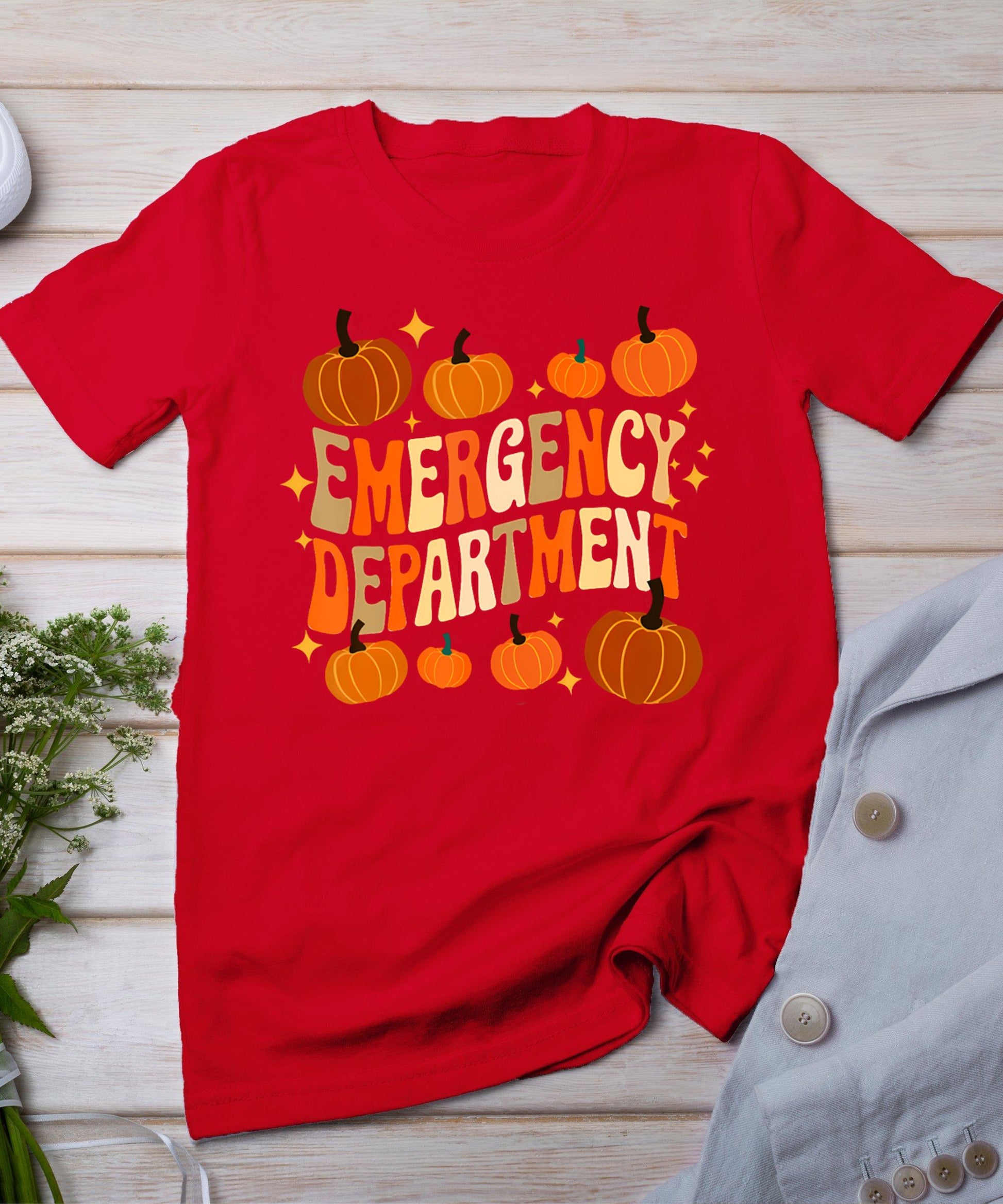 Funny Er Nurse Thanksgiving Emergency Dept Groovy T-Shirt