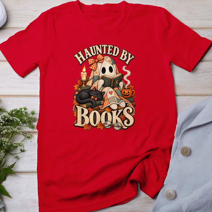 Haunted By Books Vintage Ghost Reading Halloween Book Lover T-Shirt