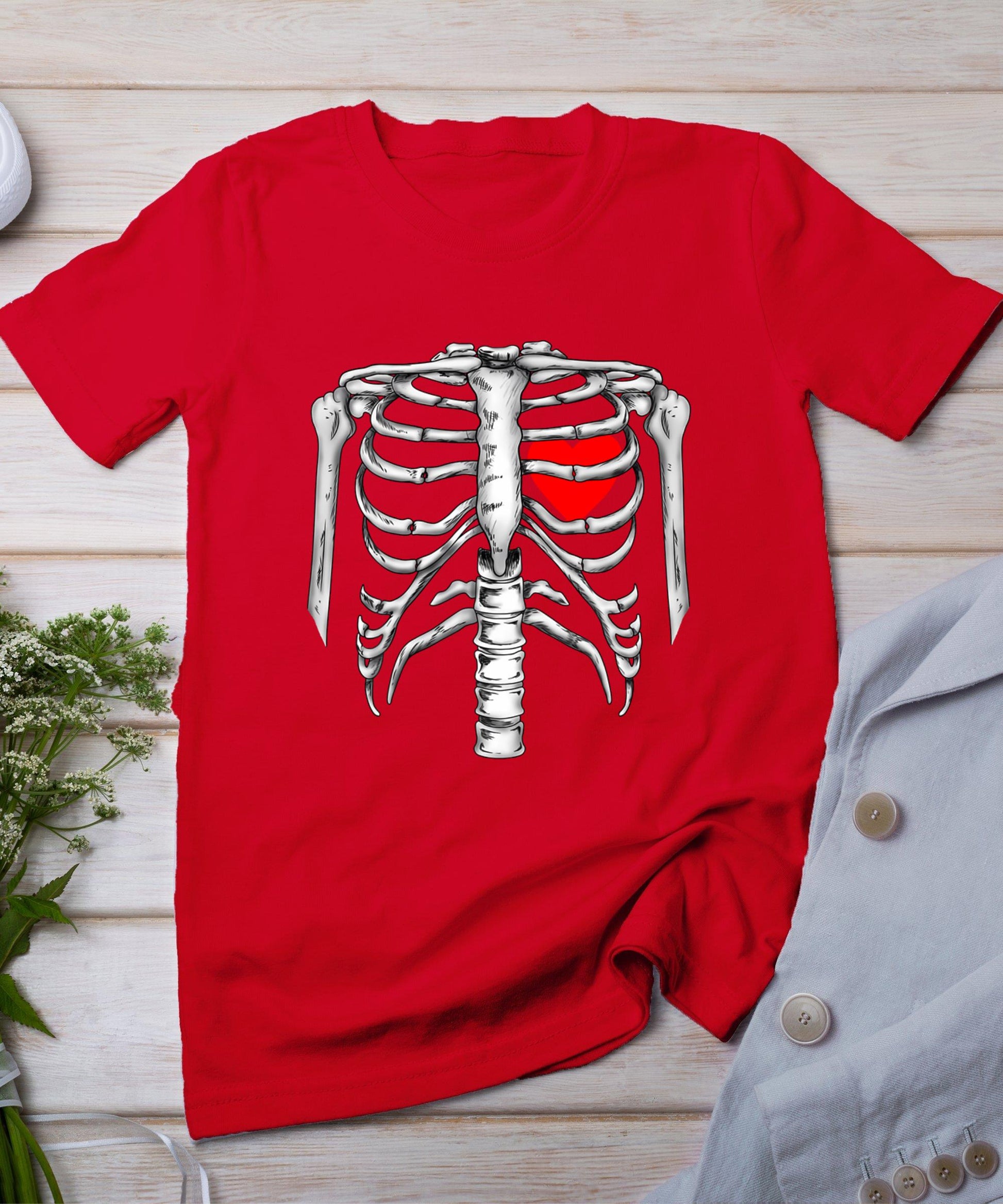 Skeleton Rib Cage Heart Xray Halloween Easy Costume T-Shirt