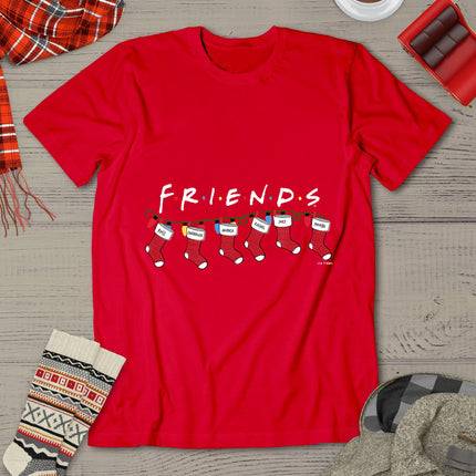 Friends Christmas Group Holiday Stockings Vintage Banner T-Shirt