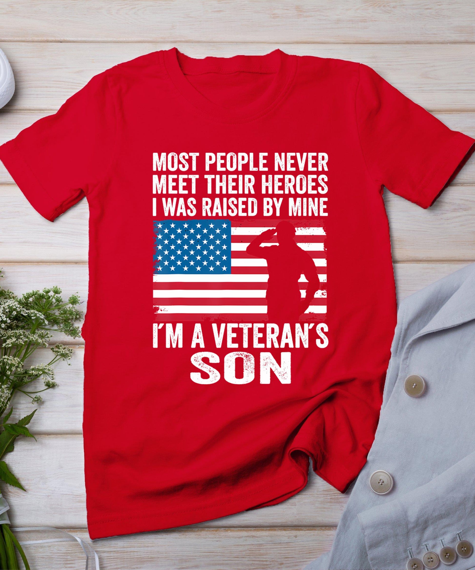 American Proud Veteran Son Veterans Day Memorial Day T-Shirt