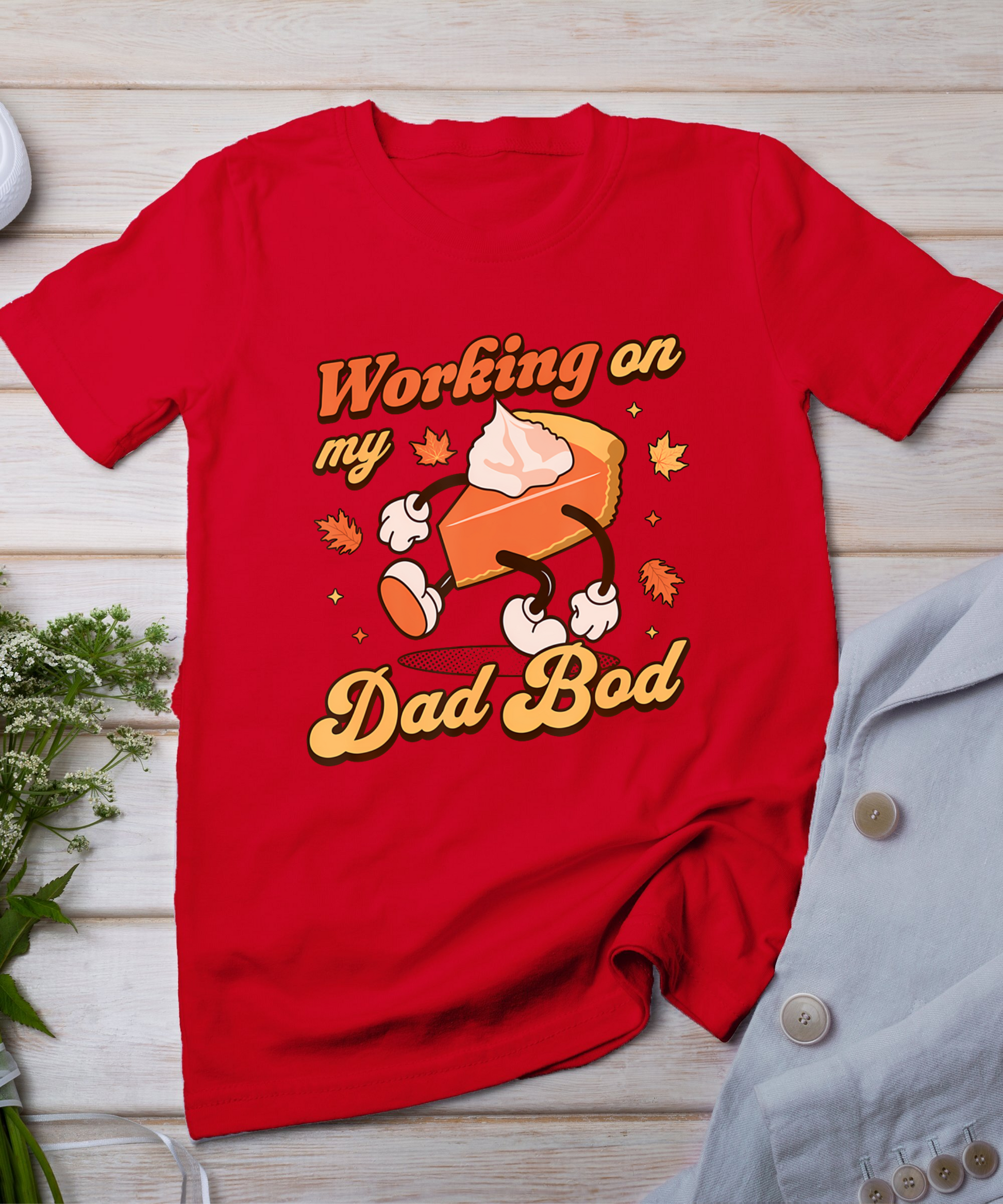 Working On My Dad Bod - Thanksgiving Pregnancy Announcement T-Shirt