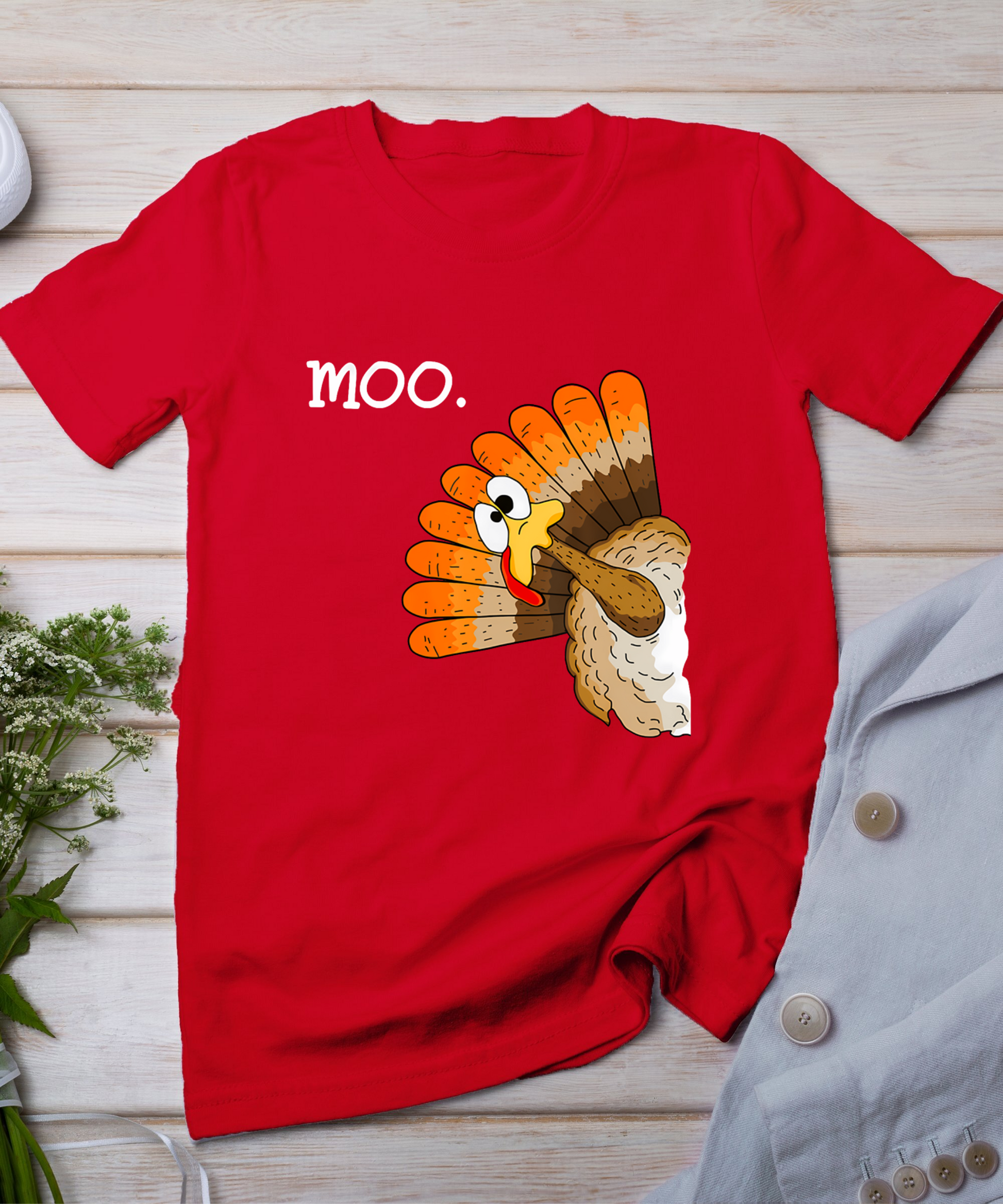 Turkey Moo Funny Thanksgiving T-Shirt