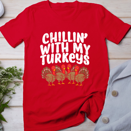 Chillin With My Turkeys Thanksgiving Family Boys Kids Gift T-Shirt