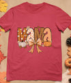 Retro Mama Coquette Bows Leopard Mom Fall Thanksgiving Women T-Shirt