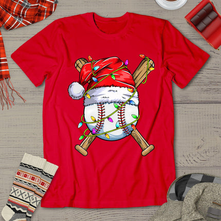 Santa Sports Design For Men Boys Christmas Baseball Player T-Shirt