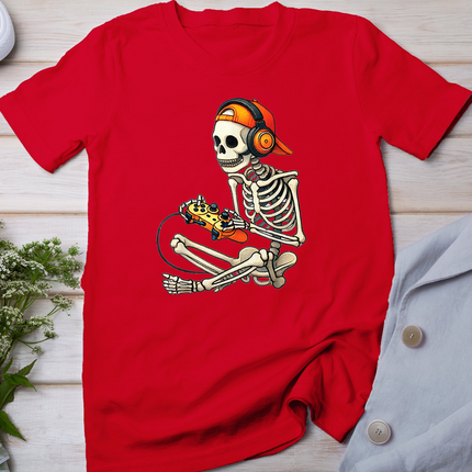 Halloween Skeleton Gamer Video Gaming Boys Men Kids Tees T-Shirt