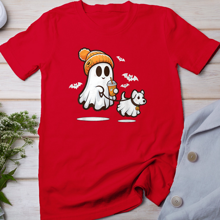 Funny Ghost Walking Dog Ghost Dog Halloween Women Men Kids T-Shirt