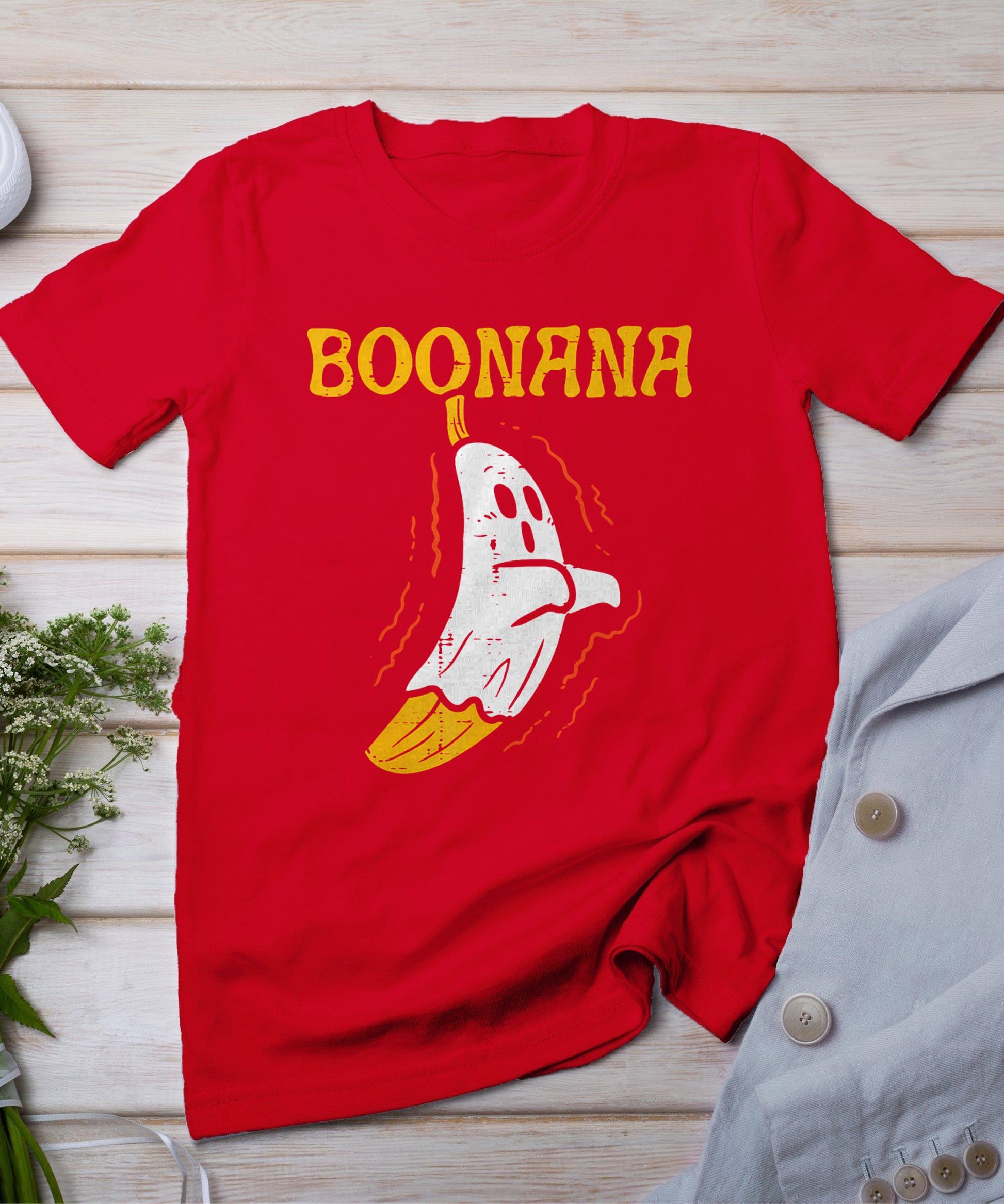 Boonana Cute Ghost Banana Halloween Men Women Kids T-Shirt