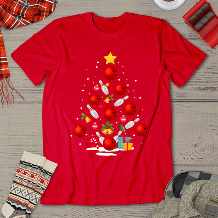 Funny Bowling Christmas Tree Lights Xmas Gifts For Men Women T-Shirt