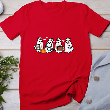 Ghost Nurses Halloween Crew Funny Costume Scrub Top Women T-Shirt