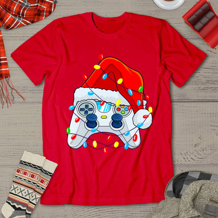 Video Game Controller Christmas Santa Hat Gamer Boys T-Shirt