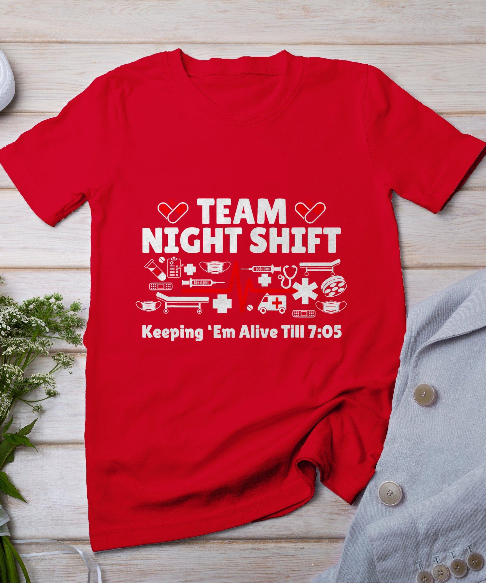 Night Shift Nurse Life Rn Lpn Cna Healthcare Heartbeat Love T-Shirt