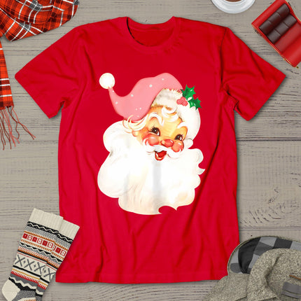 Pink Santa For Girls Christmas Retro Holiday Vintage T-Shirt