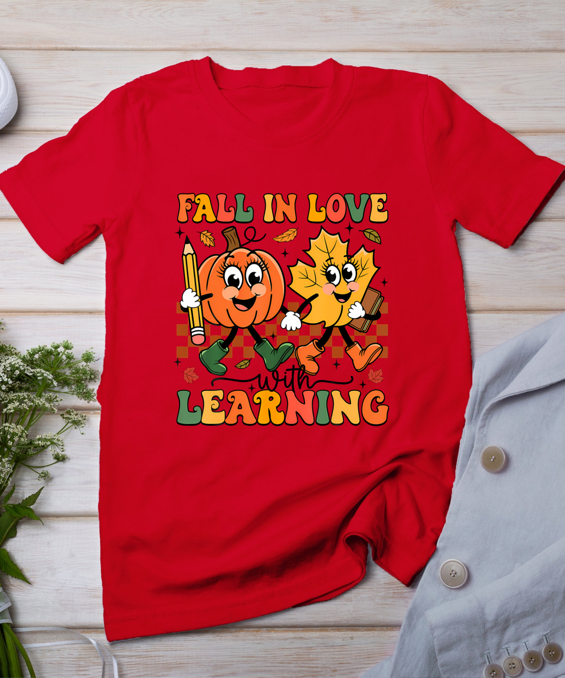 Fall In Love With Learning Thanksgiving Teacher Student T-Shirt