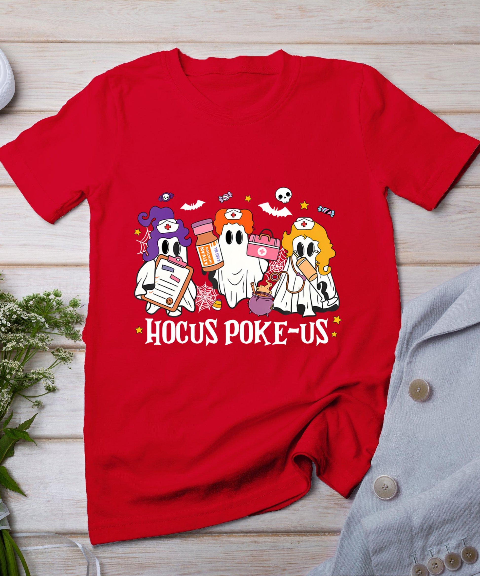 Hocus Poke-Us Witch Nurse Funny Halloween Spooky Health T-Shirt