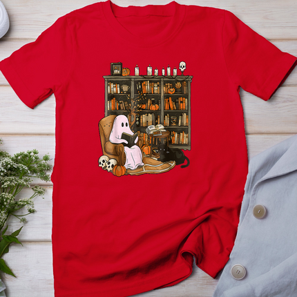 Vintage Ghost Book Reading Pumpkin Gothic Halloween Teachers T-Shirt