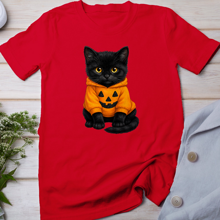 Cute Black Cat In Pumpkin Halloween T-Shirt