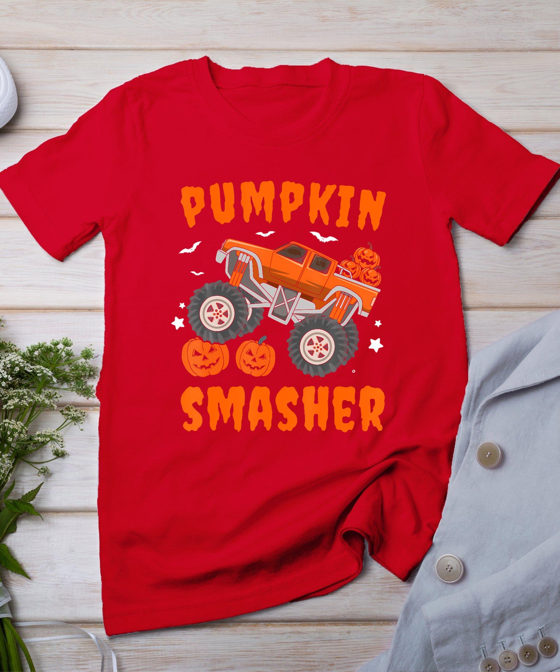 Pumpkin Smasher Toddler Halloween For Monster Truck Lover T-Shirt