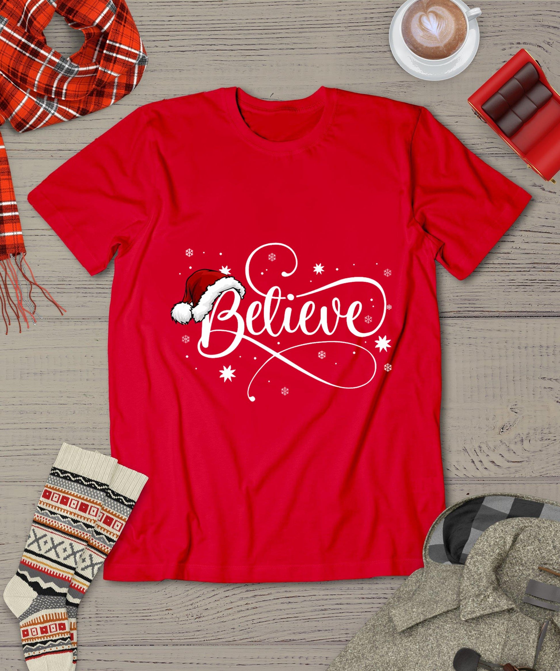 Christmas Shirt - Believe Santa Claus Believe Christmas Kids T-Shirt