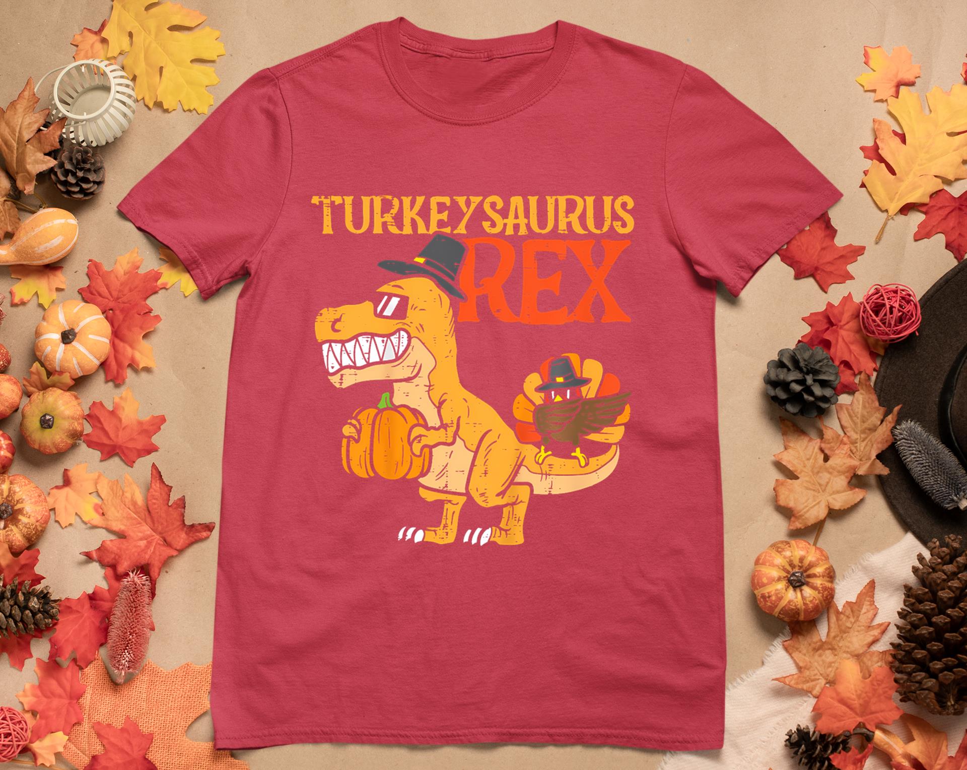 Turkeysaurus Rex Dab Turkey Dino Toddler Boys Thanksgiving T-Shirt