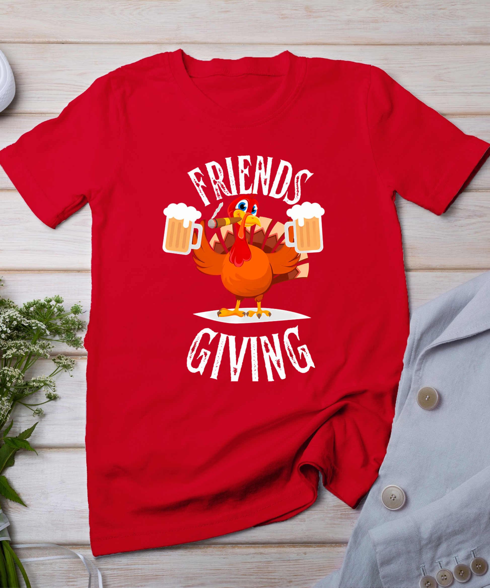 Happy Friendsgiving Turkey Friends Giving Funny Thanksgiving T-Shirt