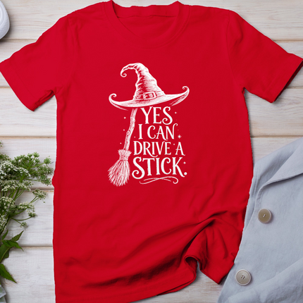 Yes I Can Drive A Stick Funny Witch Broom Retro Halloween T-Shirt