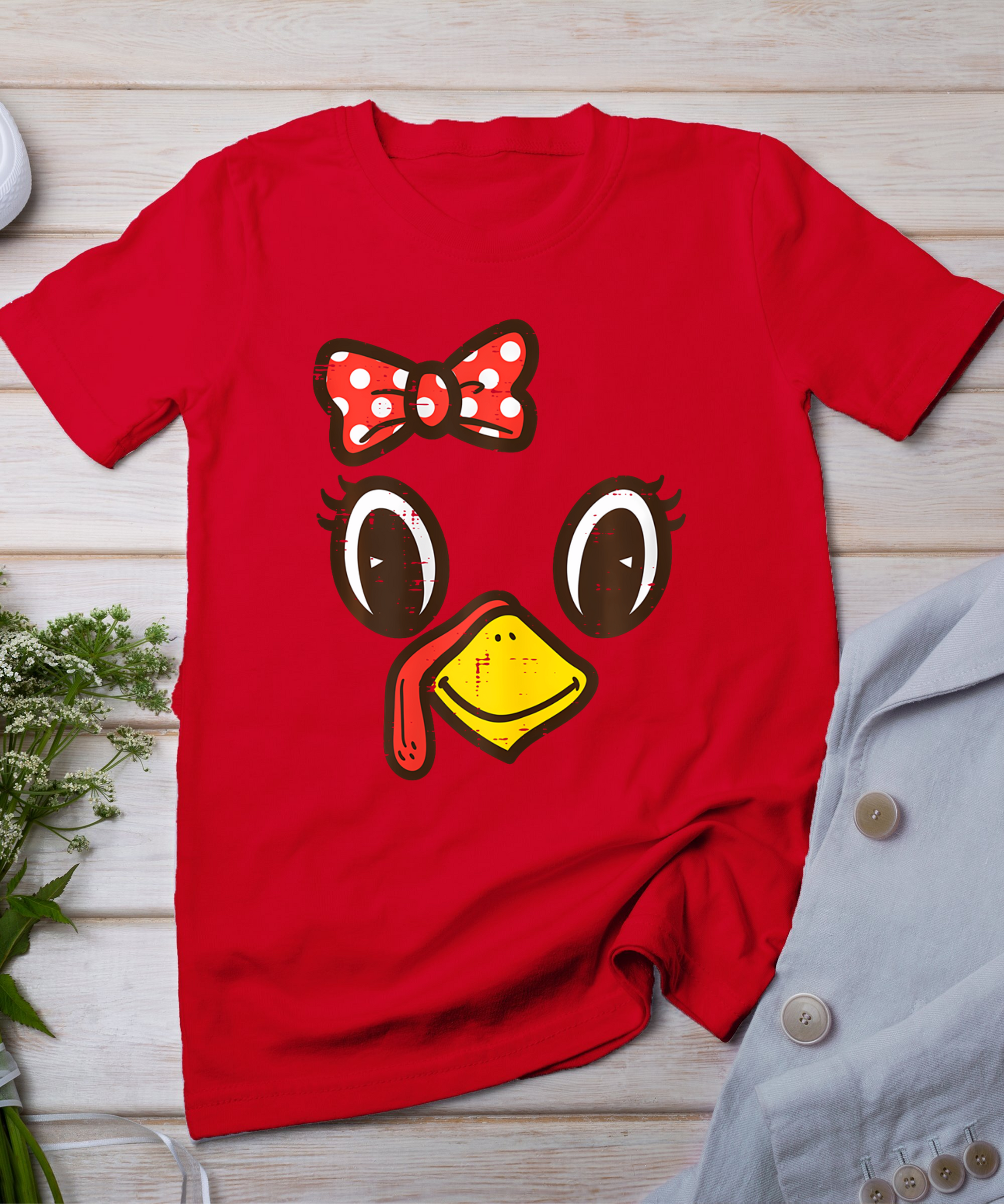 Cute Turkey Face Ribbon Thanksgiving Kid Toddler Girls Women T-Shirt