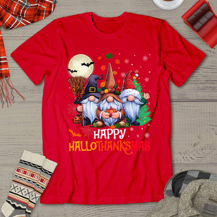 Happy Hallothanksmas Gnomes Lover Halloween Merry Christmas T-Shirt