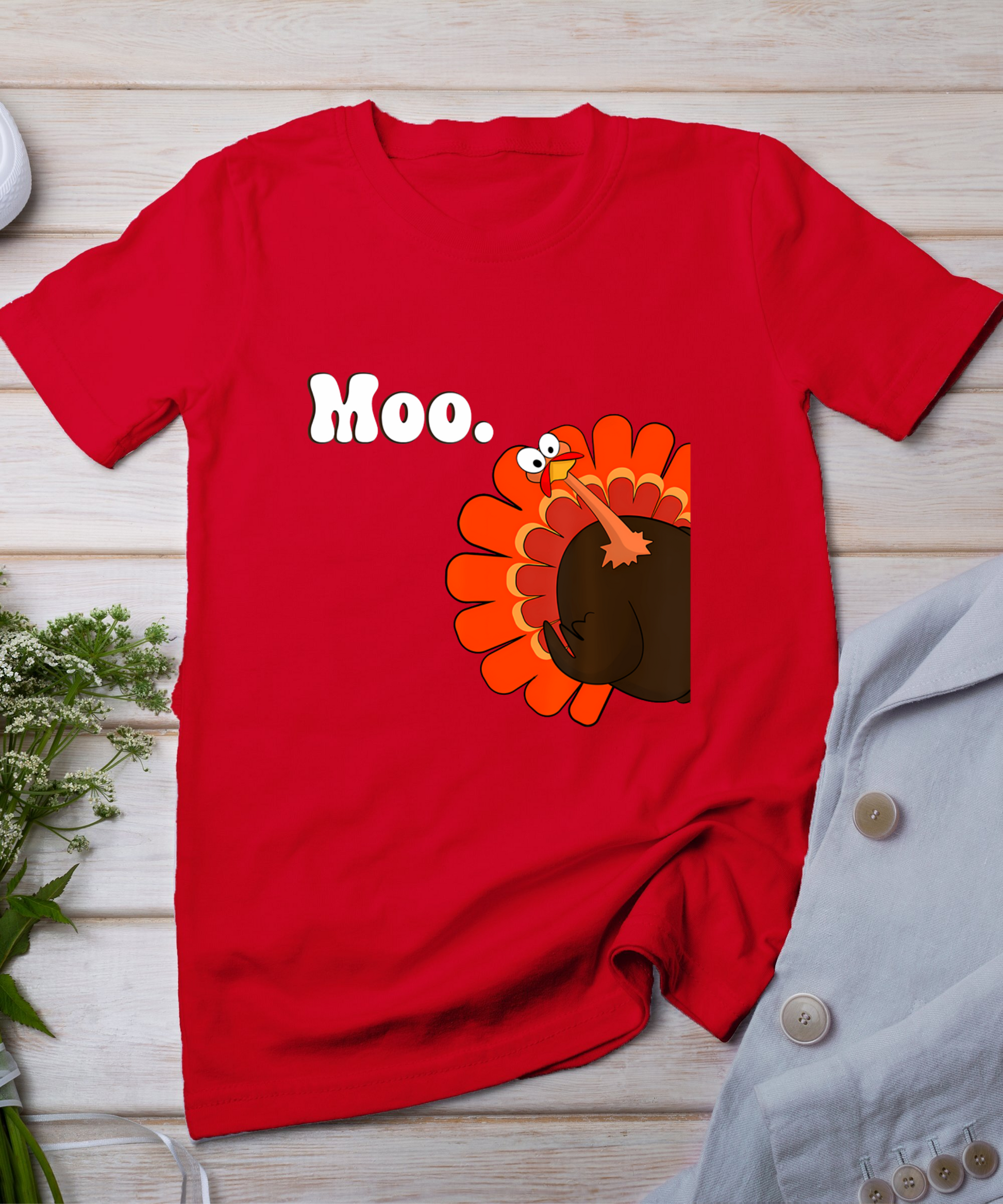 Turkey Moo Funny Thanksgiving T-Shirt