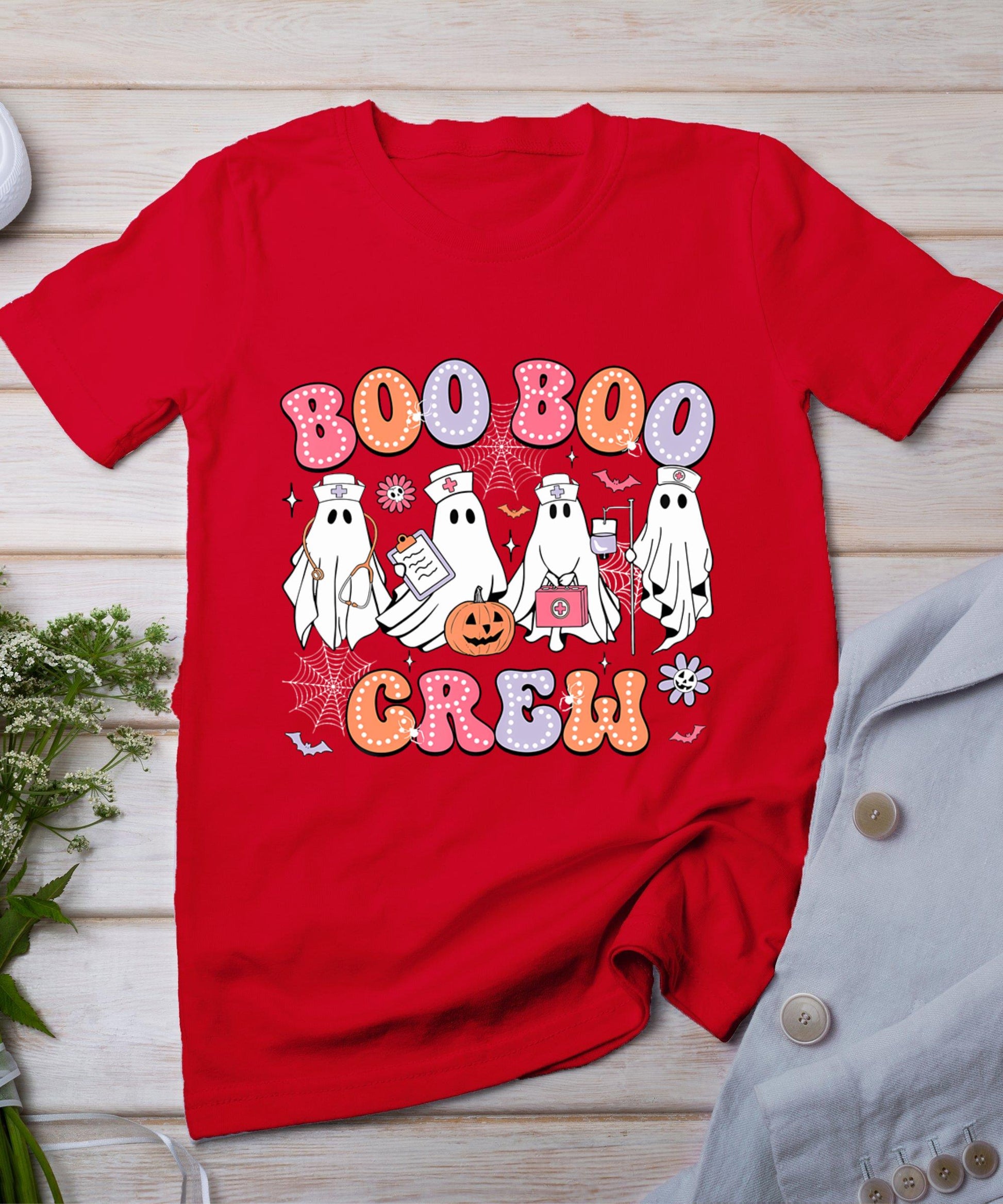 Groovy Boo Boo Crew Nurse Funny Ghost Women Halloween Nurse T-Shirt