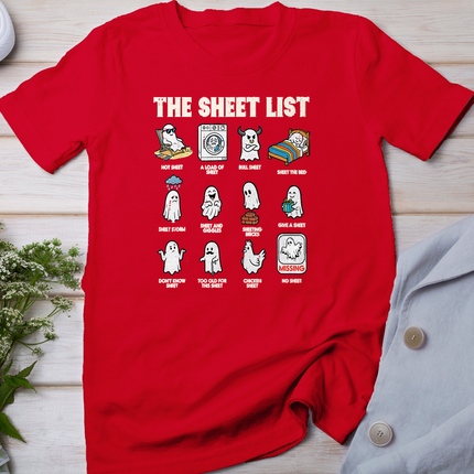 Halloween Ghosts The Sheet List Funny Costume Men Women T-Shirt