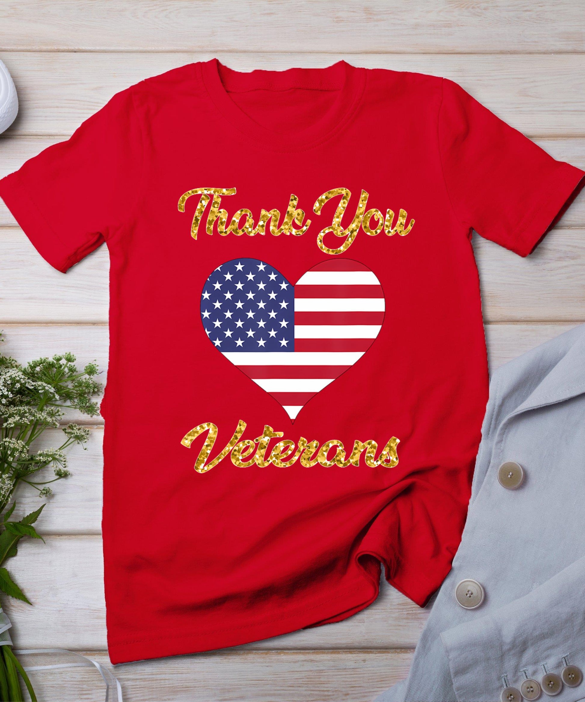 Veterans Day With American Flag For Men Dad Women Kids T-Shirt