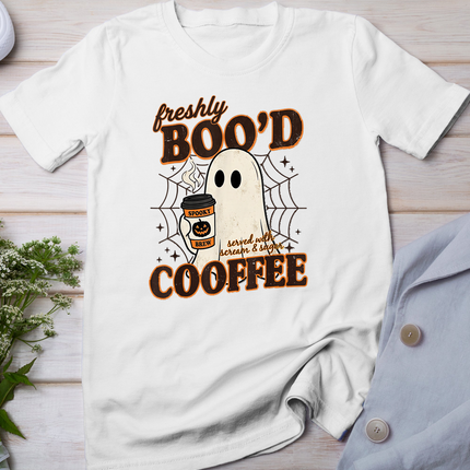 Freshly Boo'd with Scream and Sugar Halloween Ghost Coffee T-Shirt