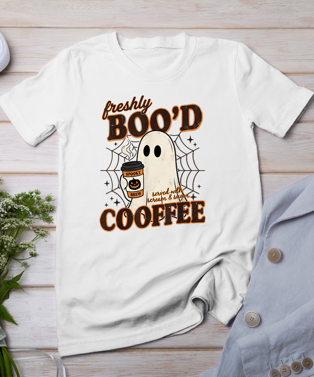 Freshly Boo'd with Scream and Sugar Halloween Ghost Coffee T-Shirt