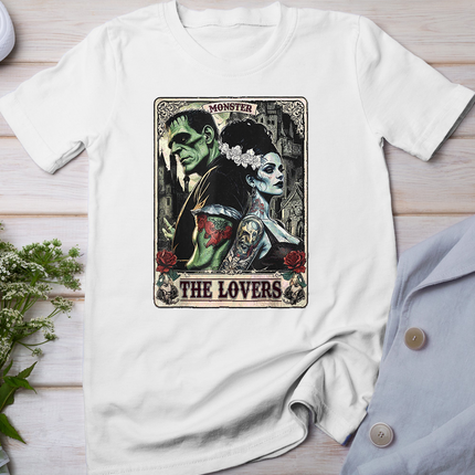 The Monster Frankenstein and Bride The Lovers Tarot Card T-Shirt