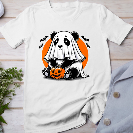 Spooky Panda Wearing A Ghost Halloween Costume Funny Horror T-Shirt
