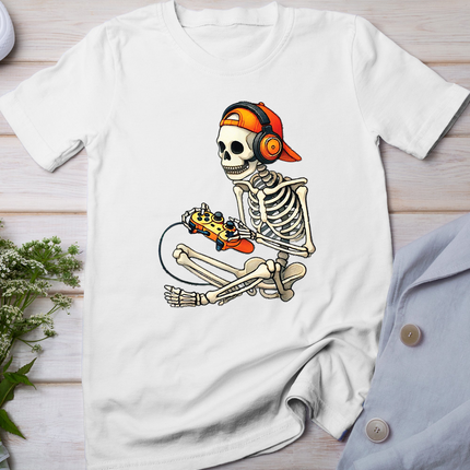 Halloween Skeleton Gamer Video Gaming Boys Men Kids Tees T-Shirt