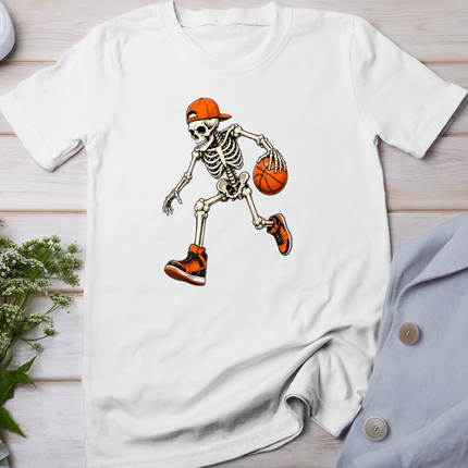 Funny Skeleton Playing Basketball Halloween Men Boys Kids T-Shirt
