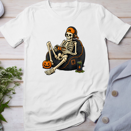 Funny Halloween Skeleton Gamer Video Gaming Mens Boys Kids T-Shirt
