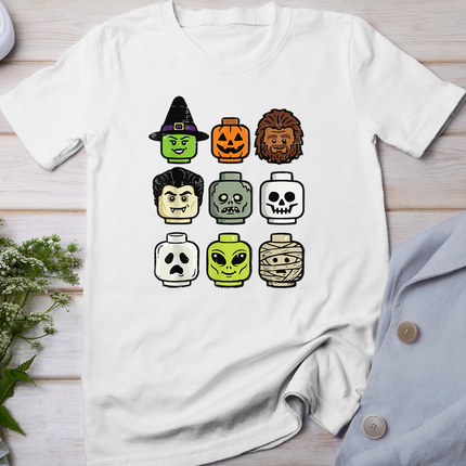 Halloween Building Blocks Head Cute Bricks Costume Boys Kids T-Shirt