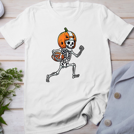 Skeleton American Football Player Spooky Sports Graphic Kids T-Shirt