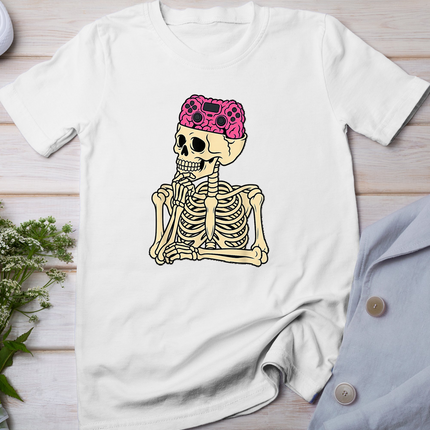 Halloween Skeleton Gamer Brain Men Teens Boys Gaming Boys T-Shirt